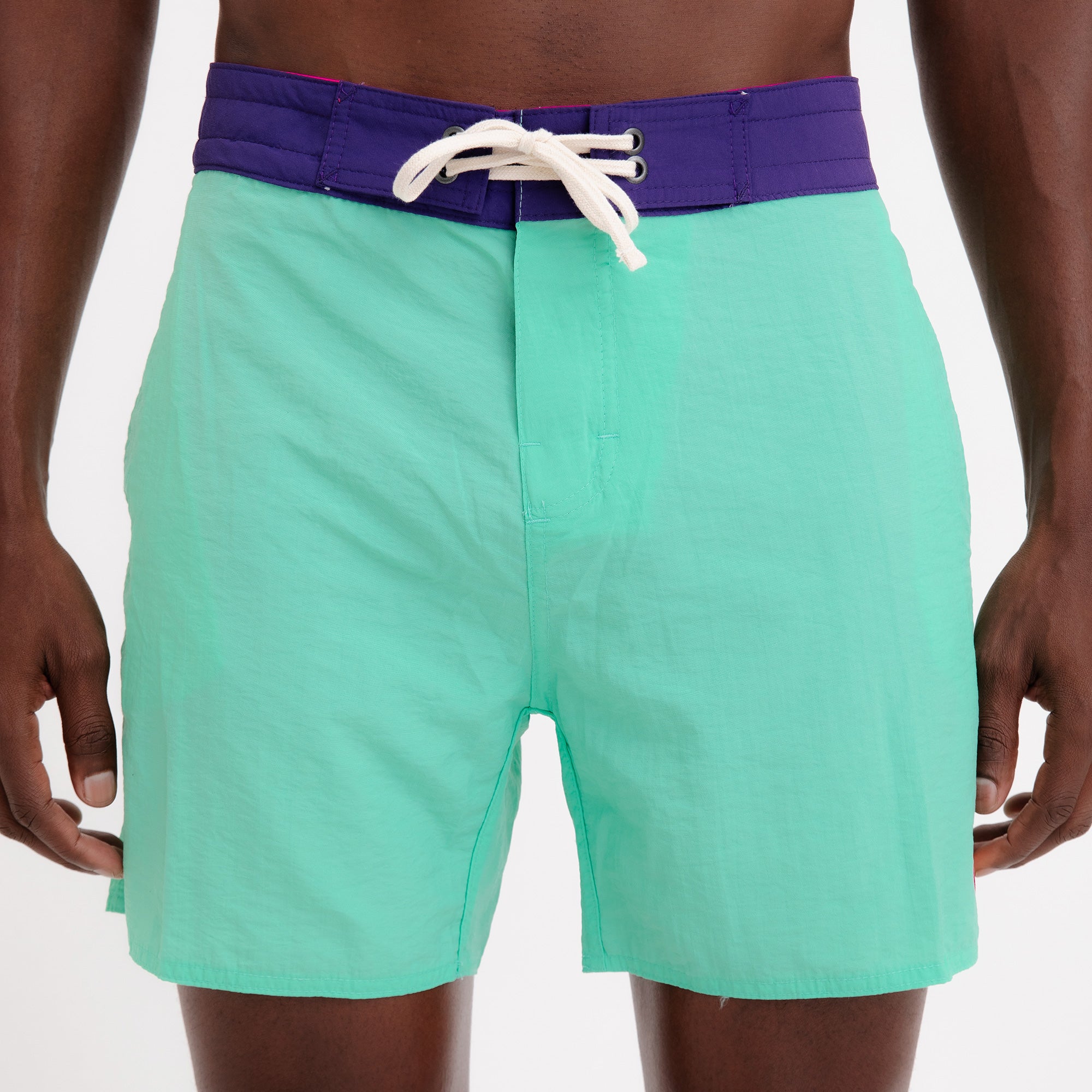 BoardShorts Masculino Sustentável Clássico Verde com Cós Roxo Frutoze