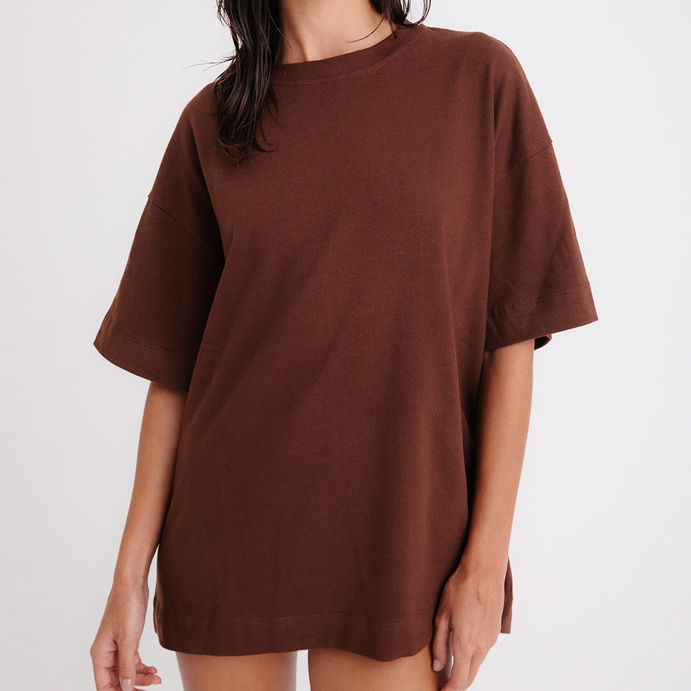 Camiseta Feminina Oversized Marrom Frutoze