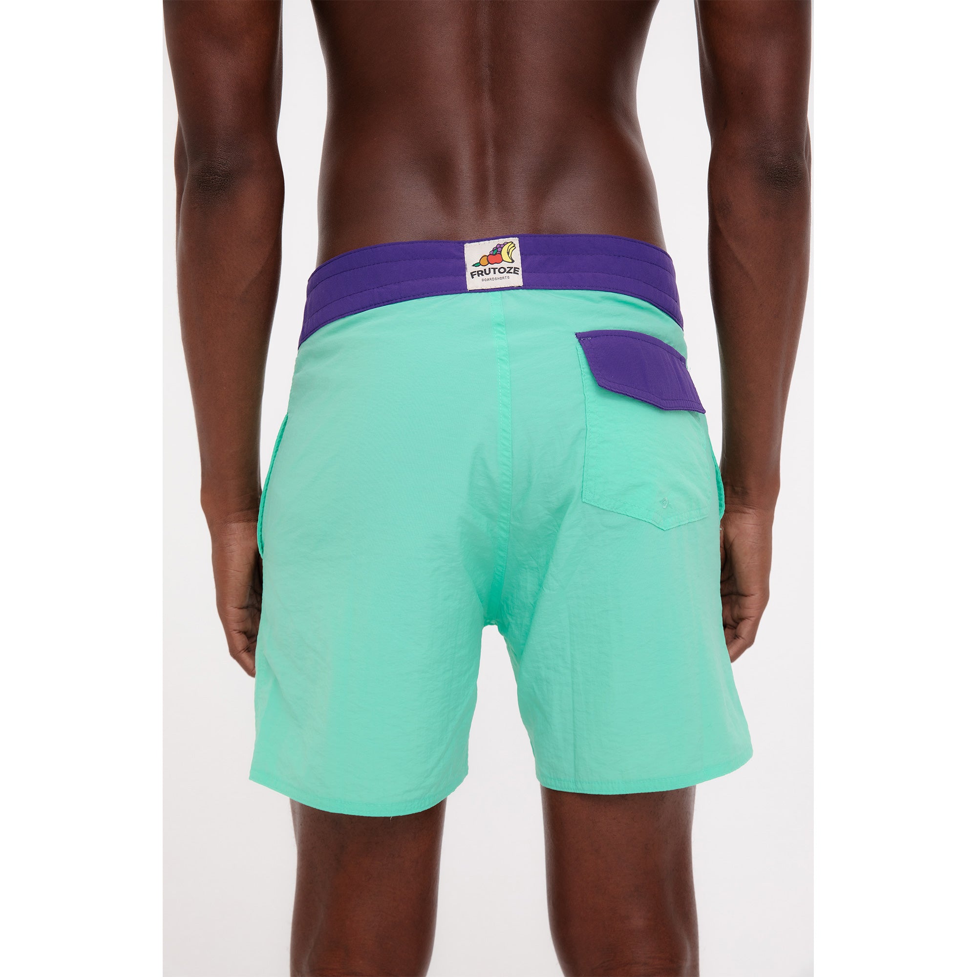 BoardShorts Masculino Sustentável Clássico Verde com Cós Roxo Frutoze