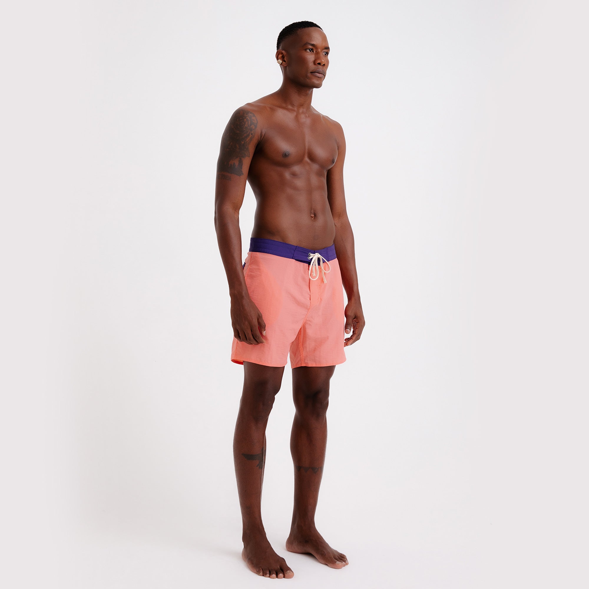 BoardShorts Masculina Sustentável Clássico Rosa com Cós Roxo Frutoze