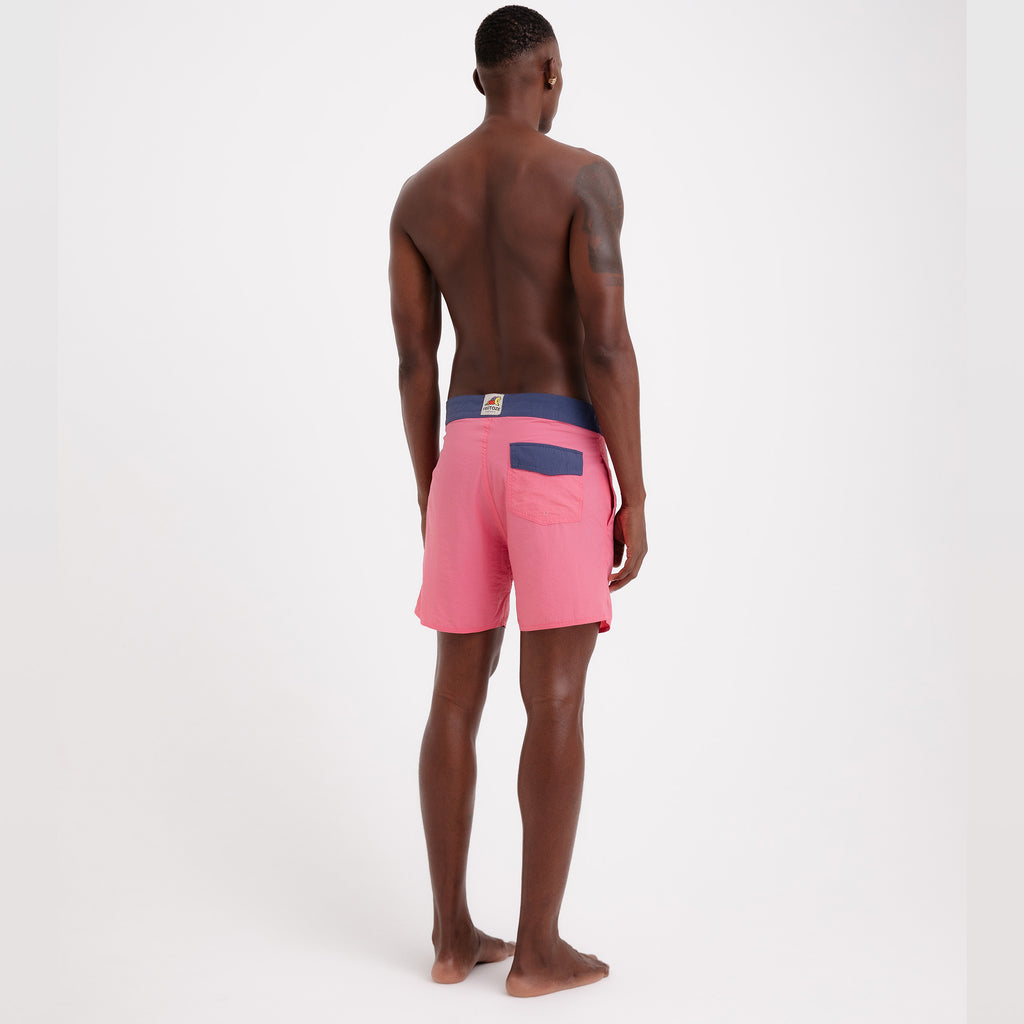 BoardShorts Masculino Sustentável Clássico Rosa com Cós Azul Frutoze