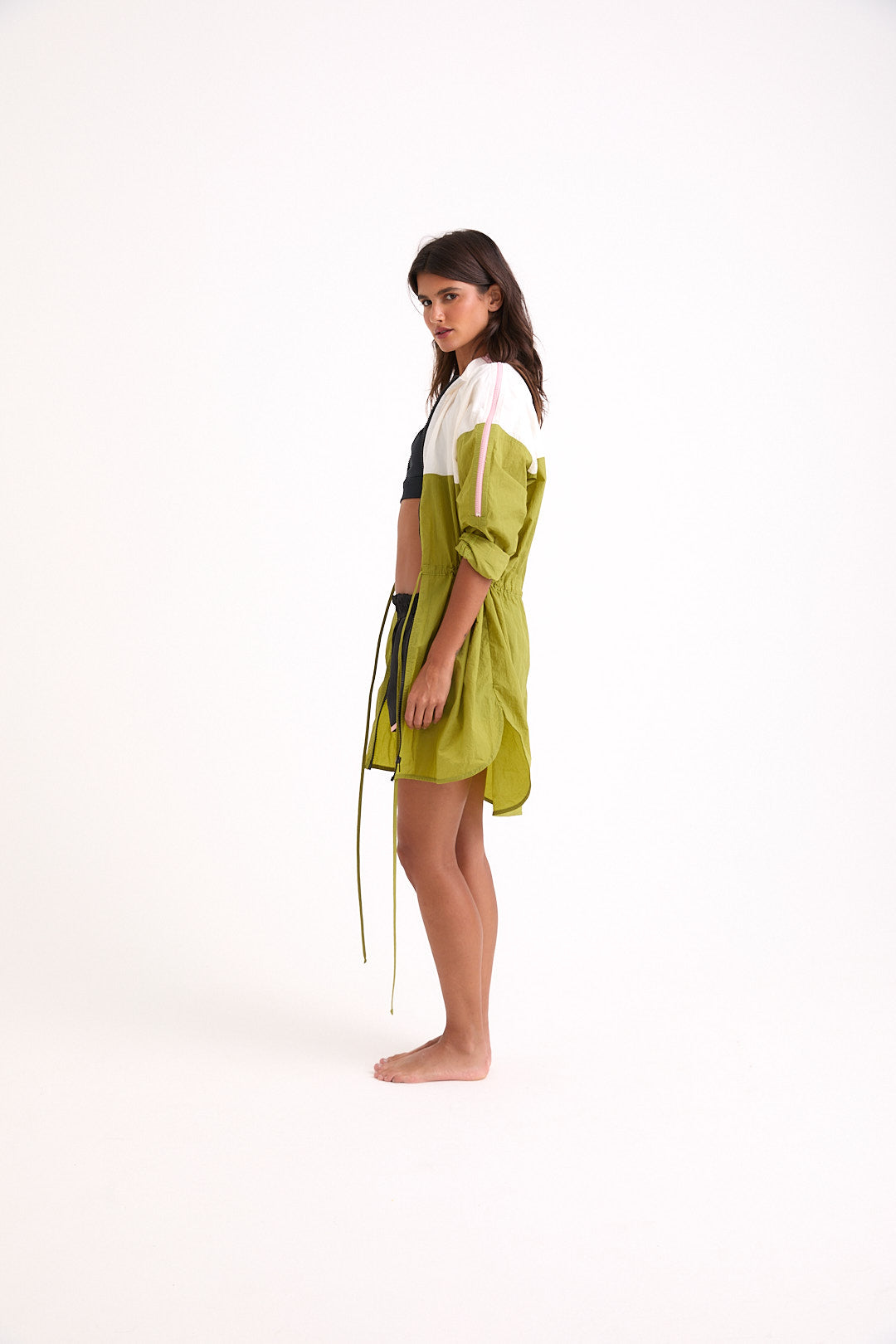 Jaqueta Feminina Bicolor Verde e Off-White Frutoze