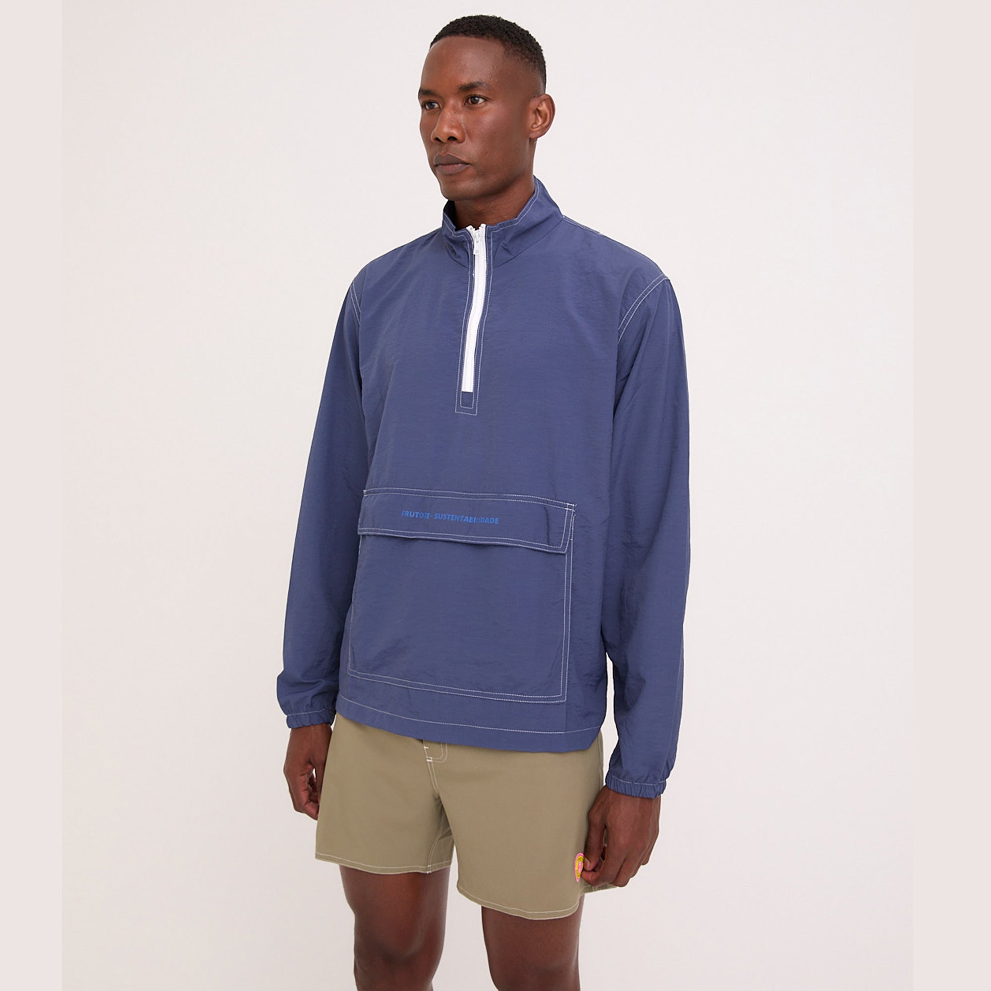 Jaqueta Corta Vento Masculina Sustentável Azul Frutoze