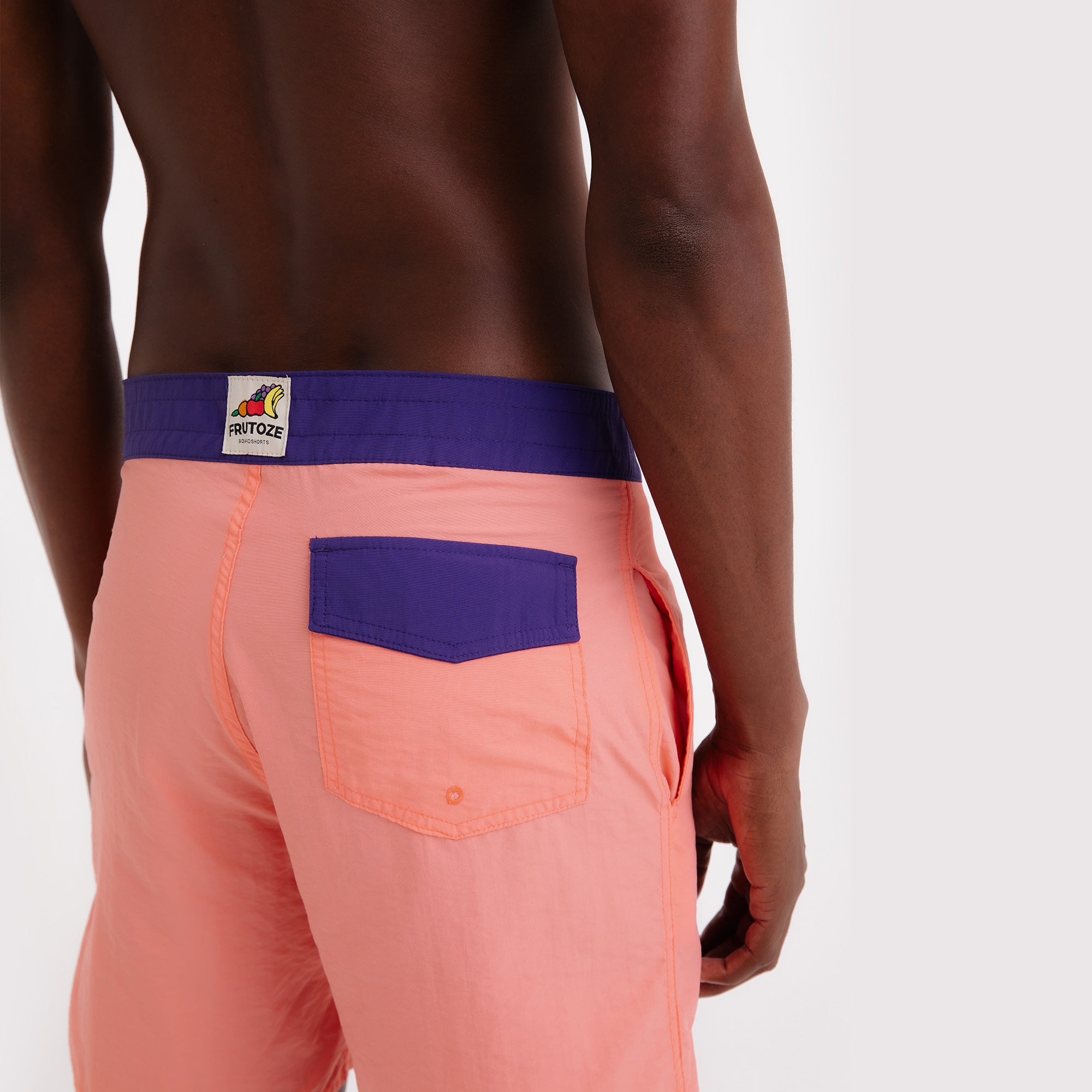BoardShorts Masculina Sustentável Clássico Rosa com Cós Roxo Frutoze