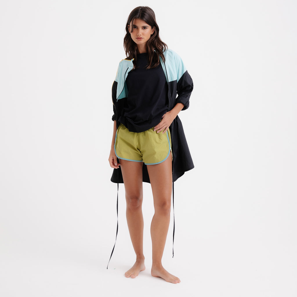 Shorts Feminino Verde com Vivo Azul Frutoze