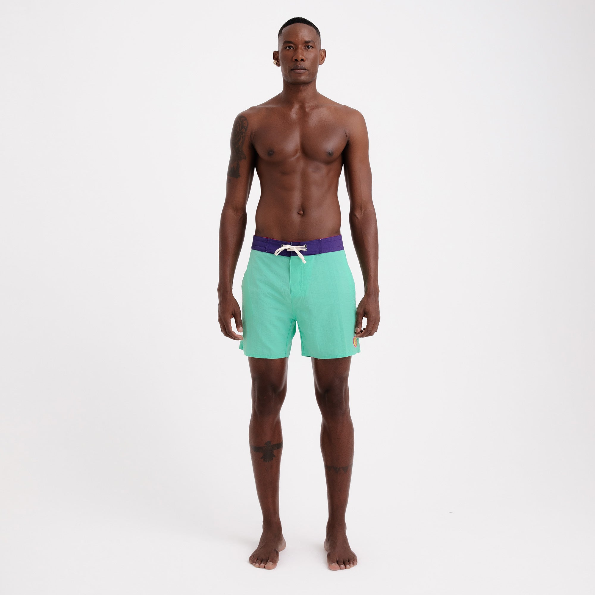 BoardShorts Masculino Sustentável Clássico Verde com Cós Roxo Frutoze