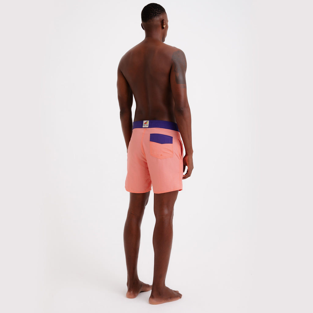 BoardShorts Masculina Sustentável Clássico Rosa com Cós Roxo Frutoze