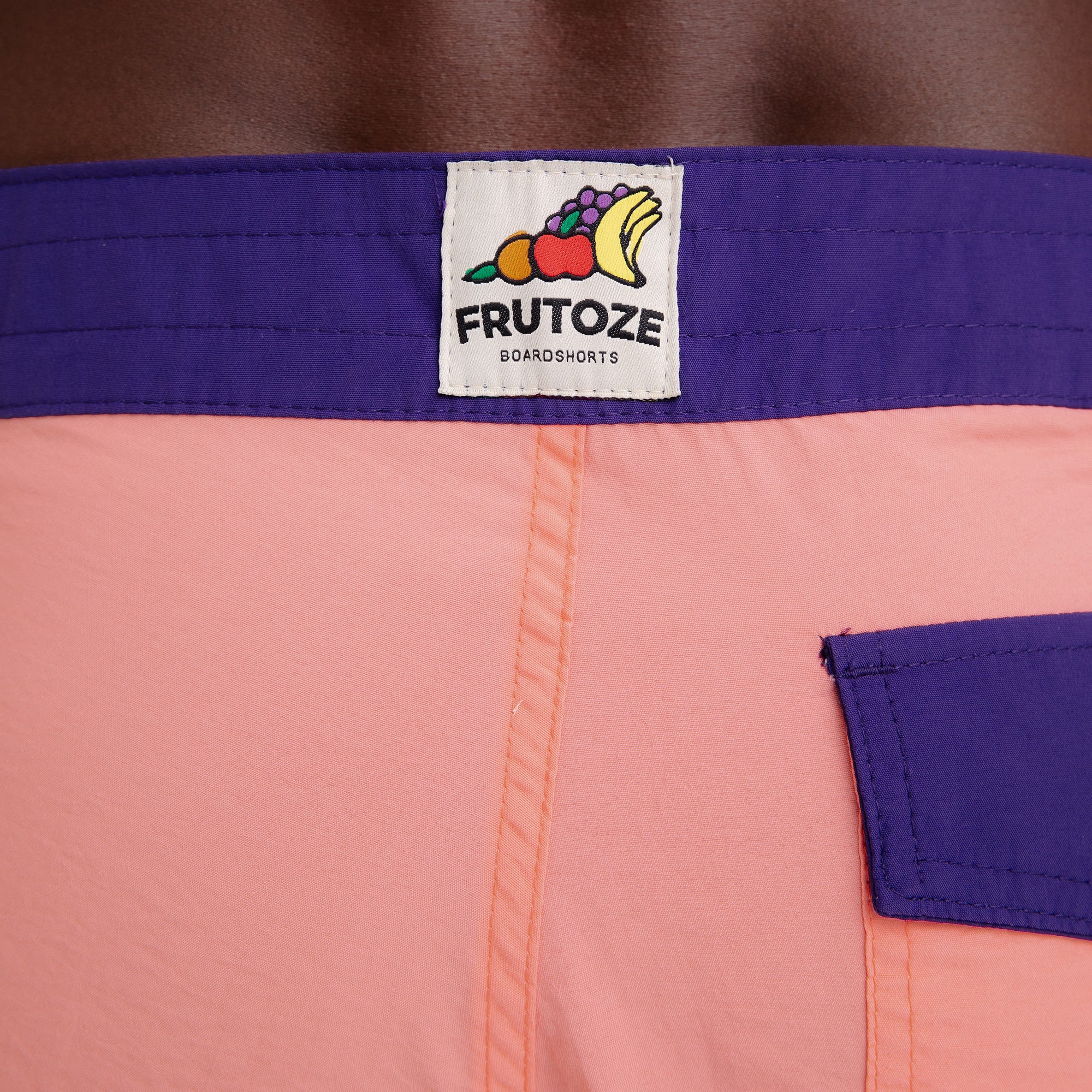 BoardShorts Masculina Sustentável Clássico Rosa com Cós Roxo Frutoze