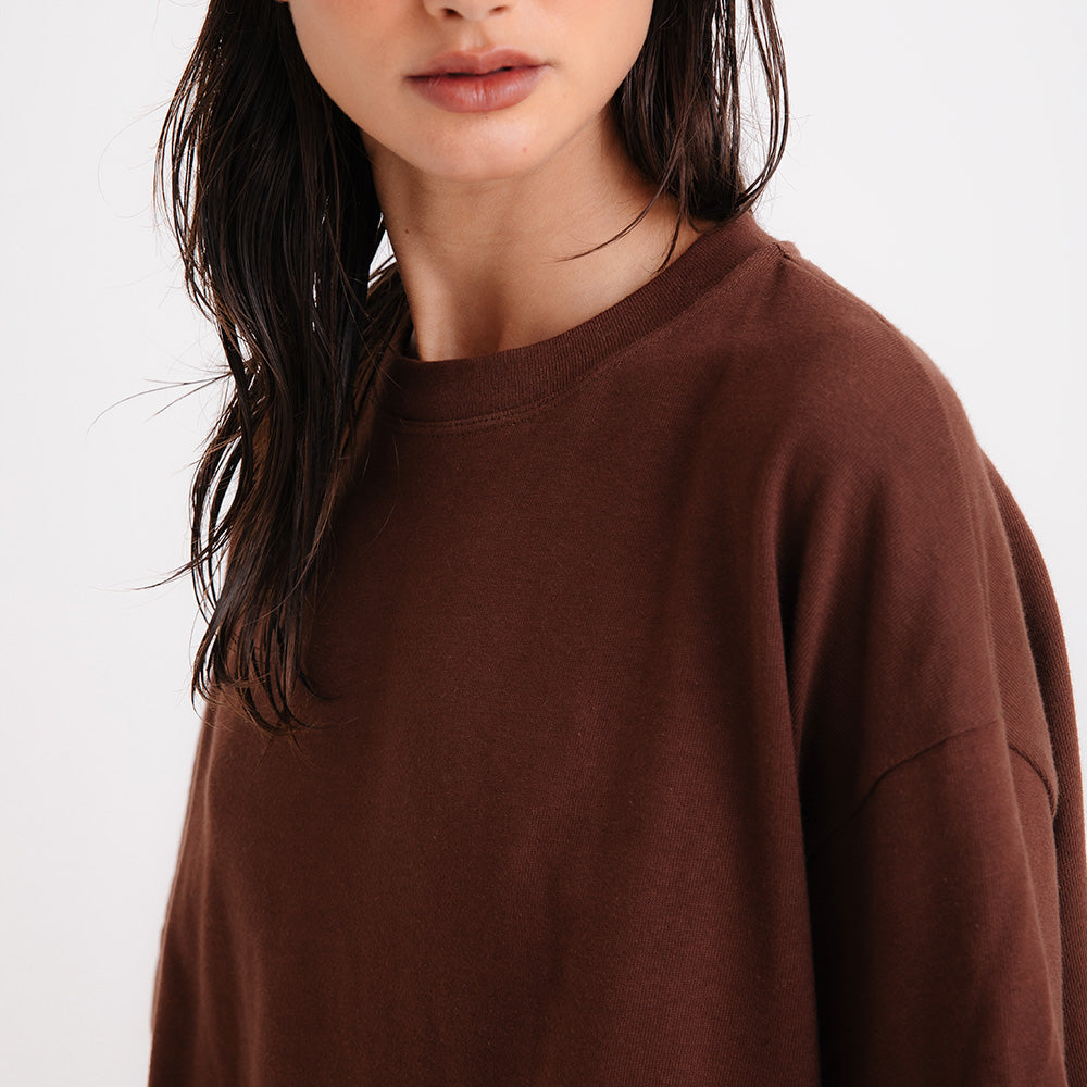 Camiseta Feminina Oversized Marrom Frutoze