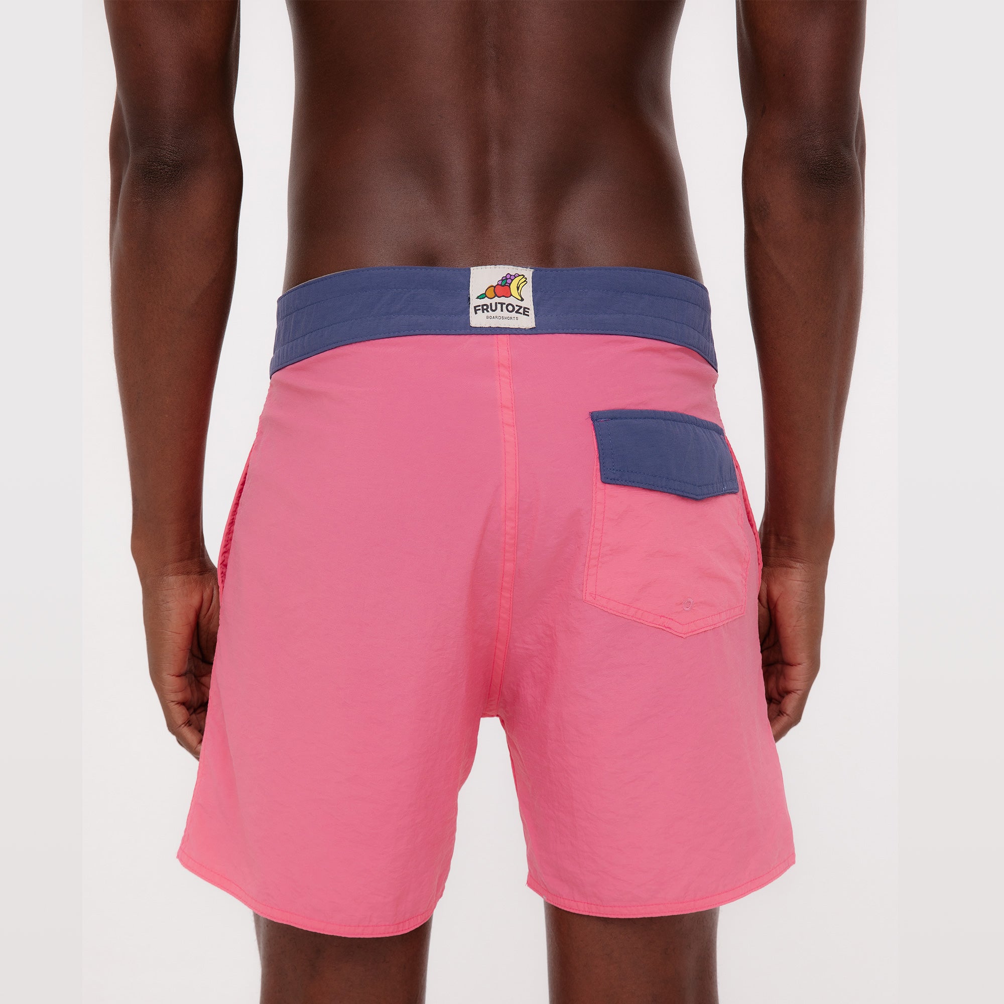BoardShorts Masculino Sustentável Clássico Rosa com Cós Azul Frutoze