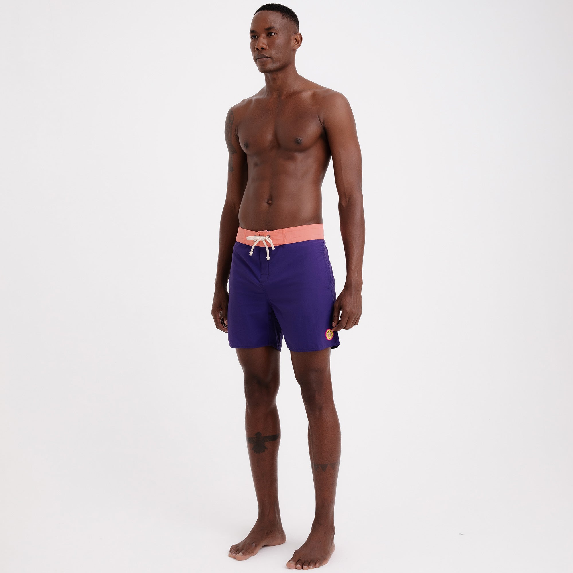 Boardshorts Masculino Sustentável Clássico Roxo com Cós Rosa Frutoze