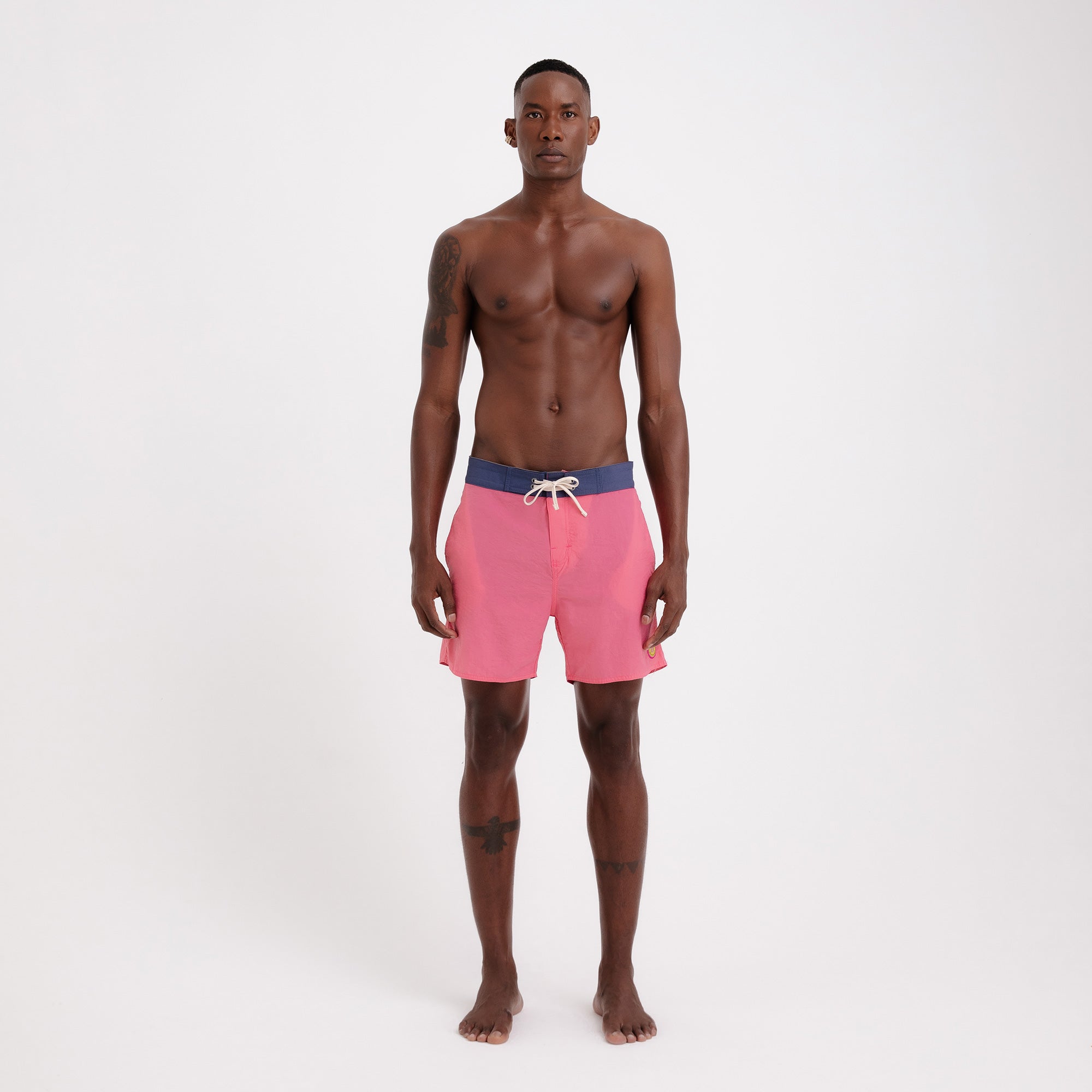 BoardShorts Masculino Sustentável Clássico Rosa com Cós Azul Frutoze