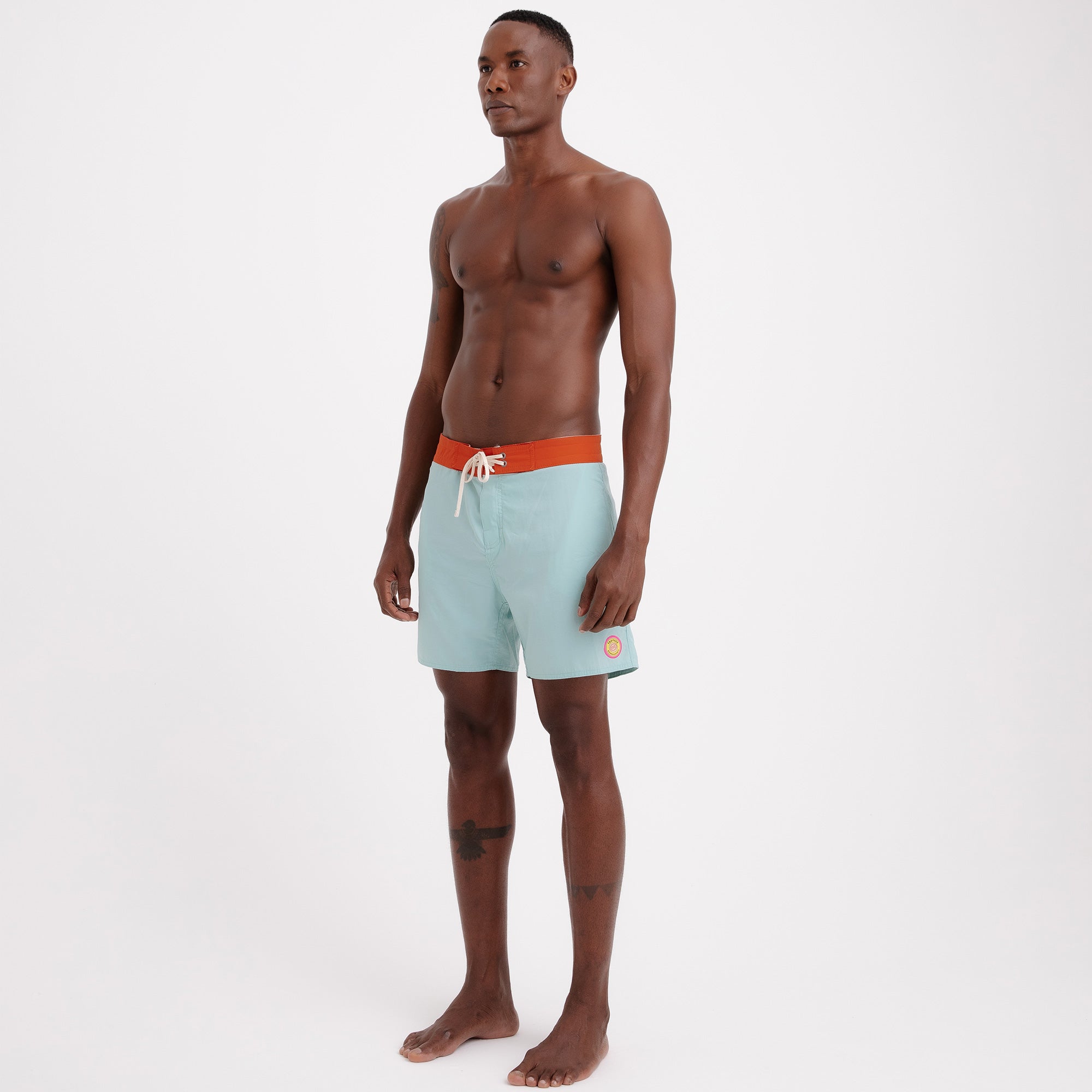 BoardShorts Masculino Sustentável Clássico Verde com Cós Laranja Frutoze