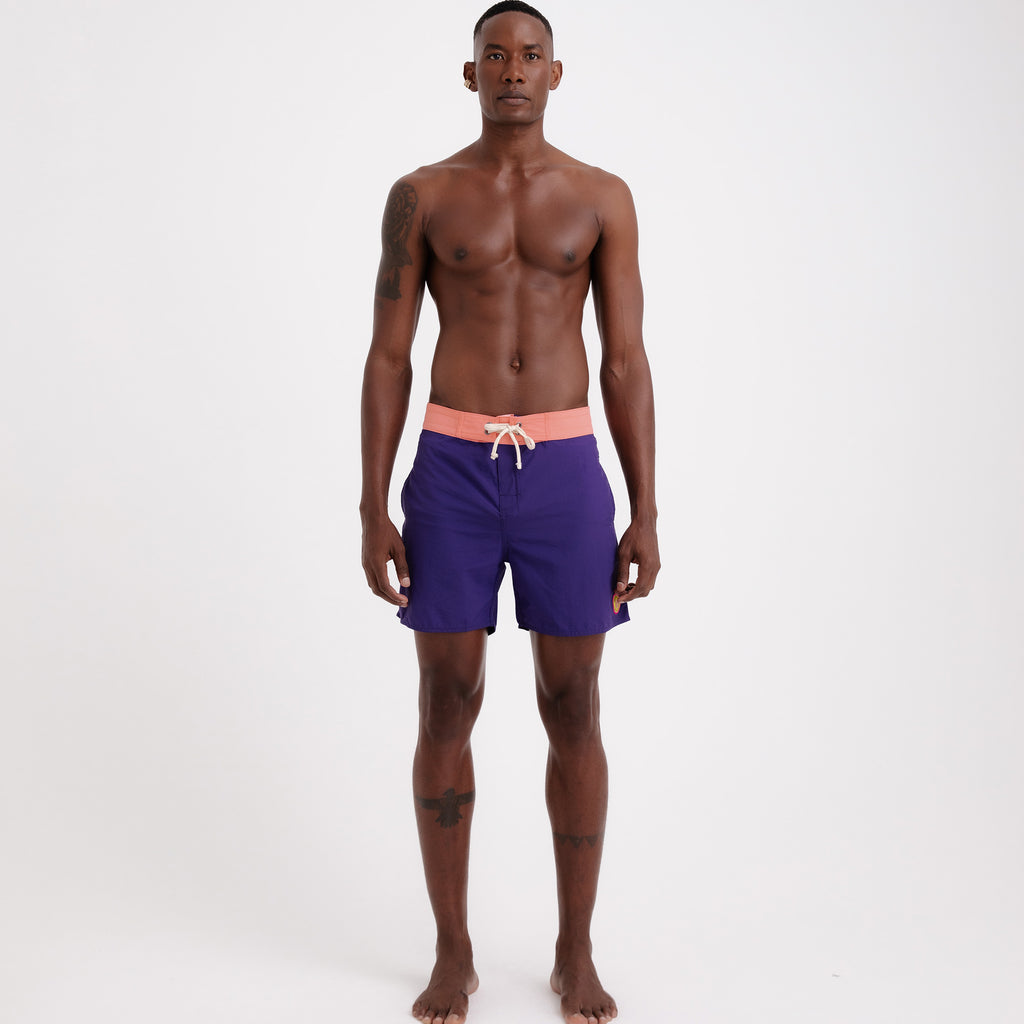 Boardshorts Masculino Sustentável Clássico Roxo com Cós Rosa Frutoze