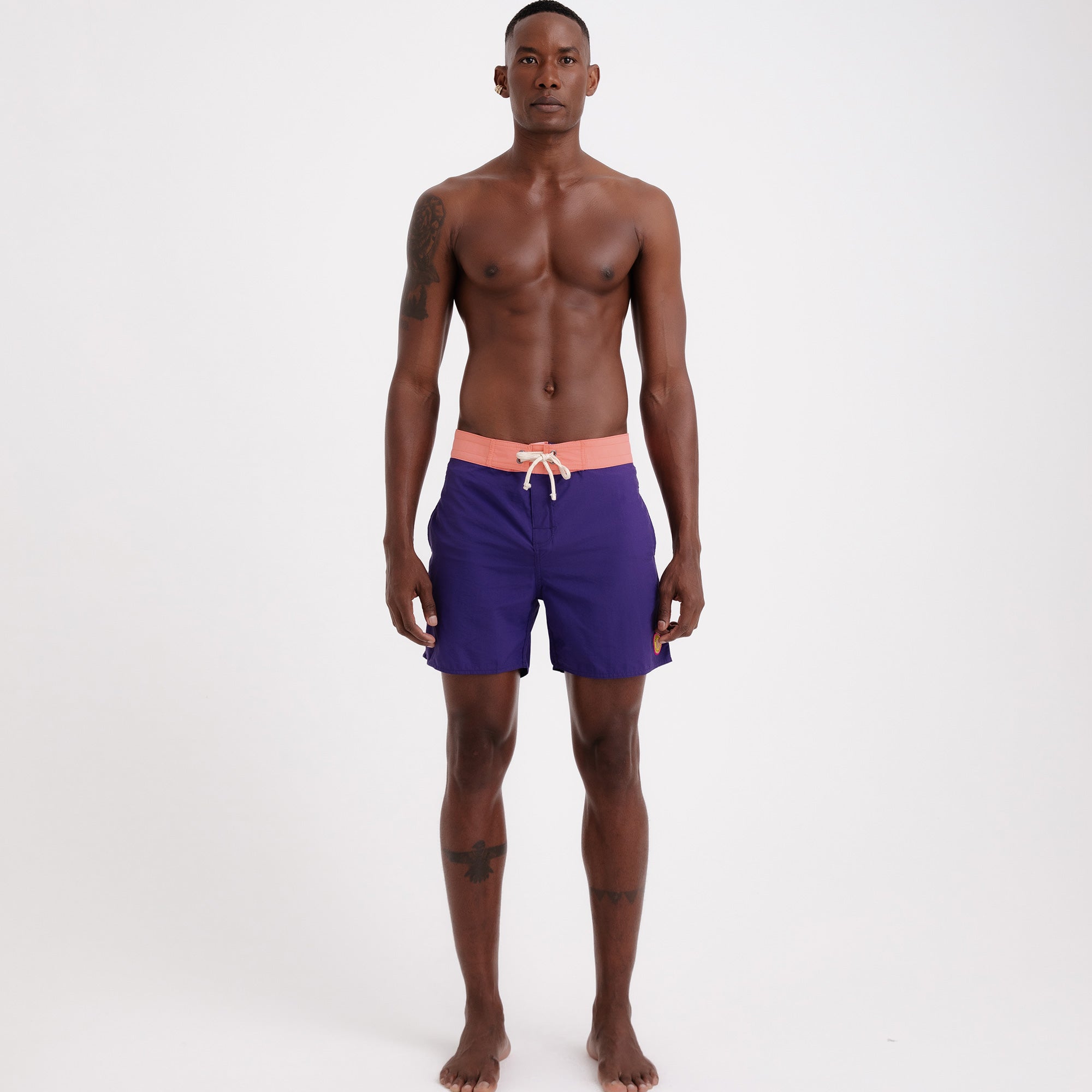 Boardshorts Masculino Sustentável Clássico Roxo com Cós Rosa Frutoze