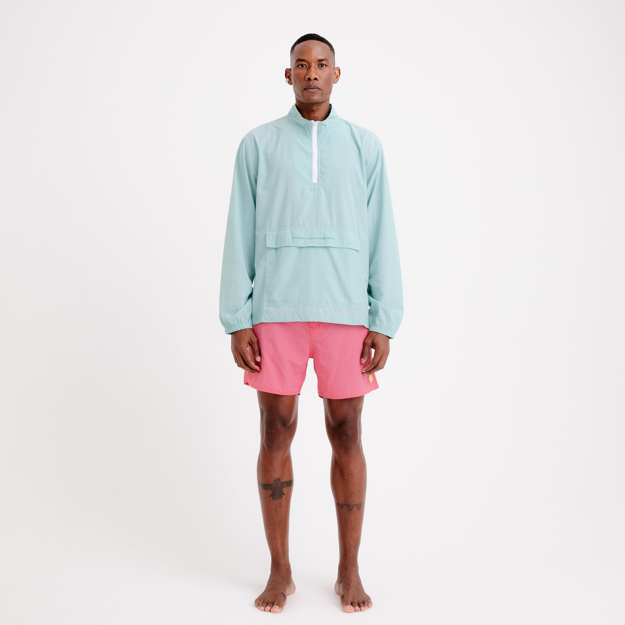 Jaqueta Corta Vento Masculina Sustentável Verde Água Frutoze