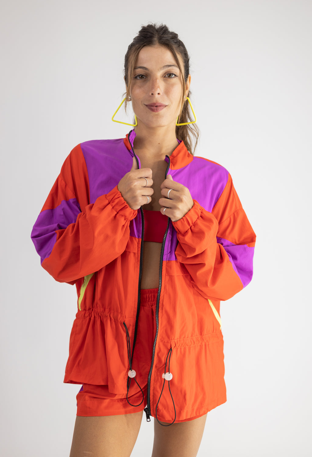 Jaqueta com Ziper Vermelha Frutoze