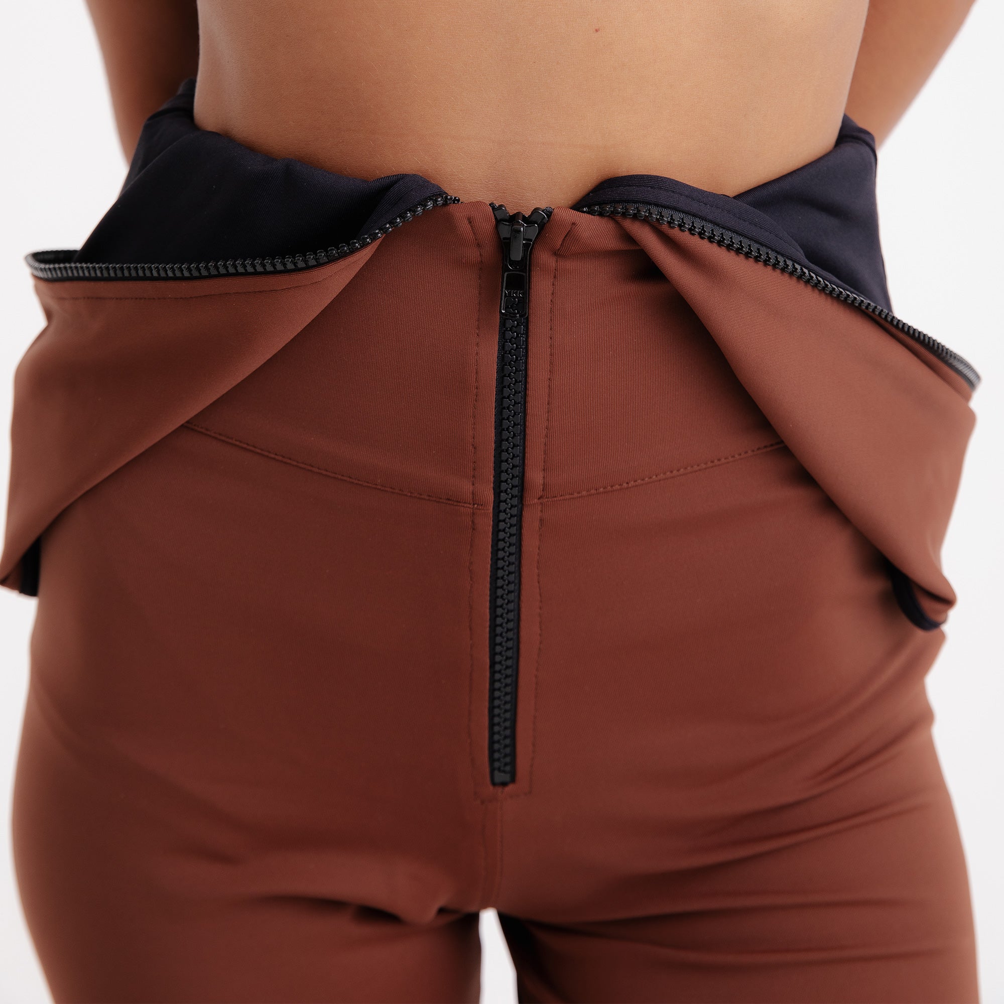 Legging Feminina Marrom Ziper Preto Frutoze