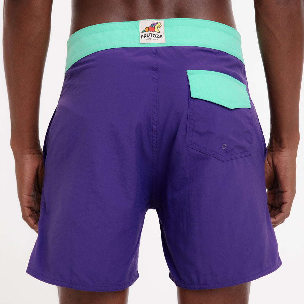 BoardShorts Masculino Sustentável Clássico Roxo com Cós Verde Frutoze