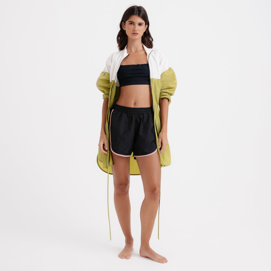 Shorts Feminino Preto com Vivo Verde Frutoze