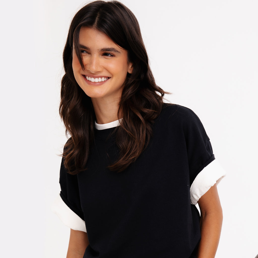 Camiseta Feminina Oversized Preta Frutoze