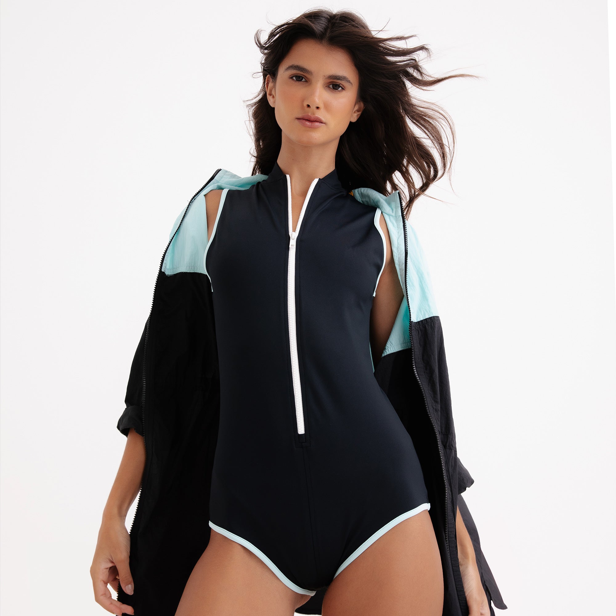 Maiô Feminino Preto com Forro Verde Frutoze