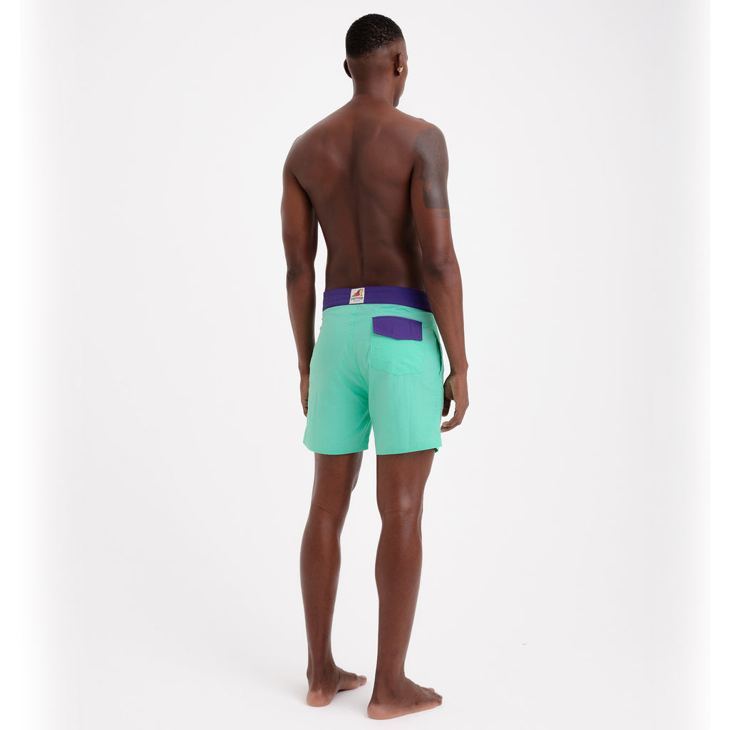 BoardShorts Masculino Sustentável Clássico Verde com Cós Roxo Frutoze