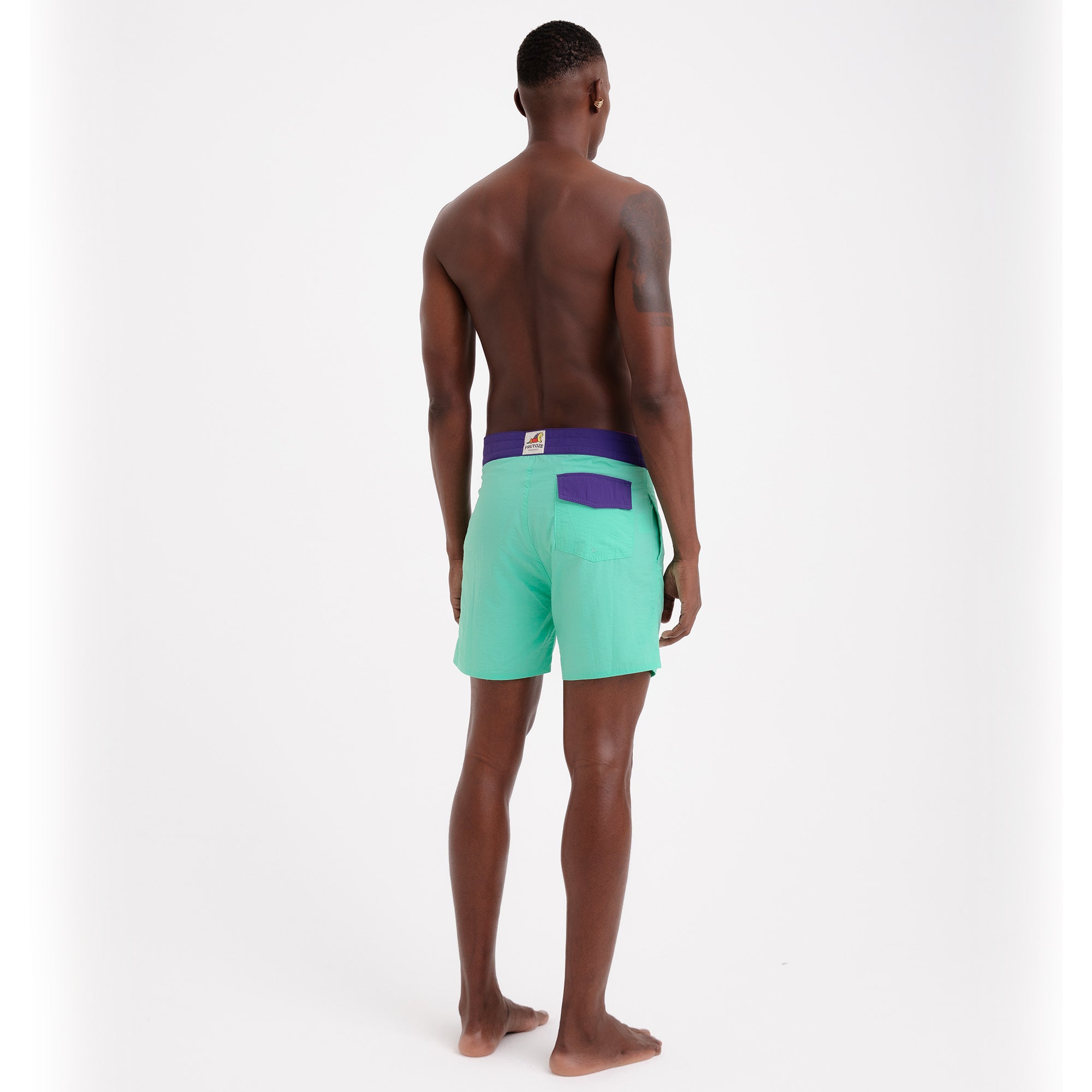 BoardShorts Masculino Sustentável Clássico Verde com Cós Roxo Frutoze
