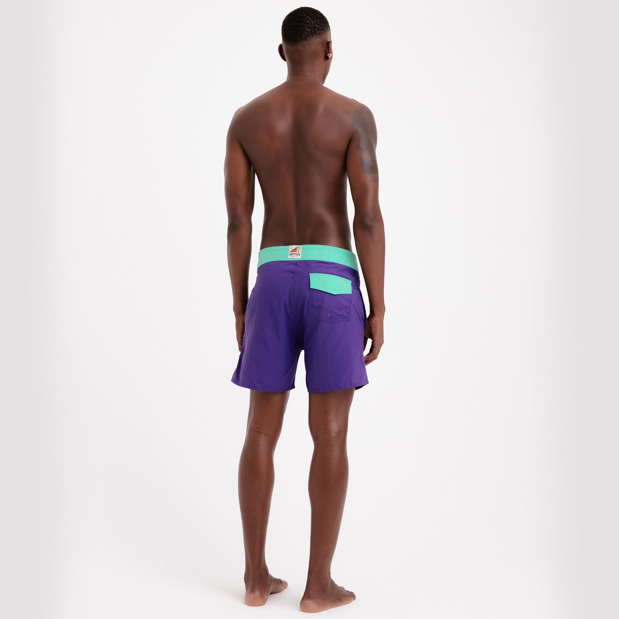BoardShorts Masculino Sustentável Clássico Roxo com Cós Verde Frutoze