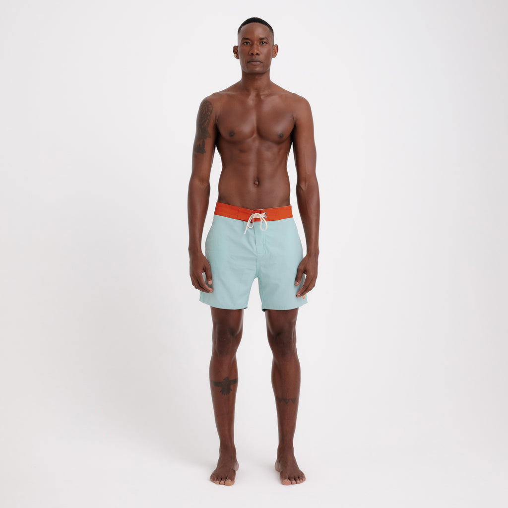 BoardShorts Masculino Sustentável Clássico Verde com Cós Laranja Frutoze