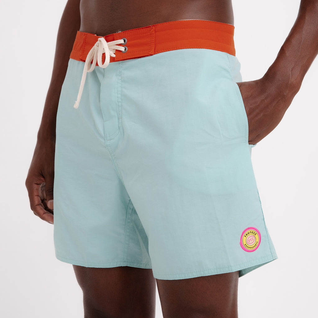 BoardShorts Masculino Sustentável Clássico Verde com Cós Laranja Frutoze